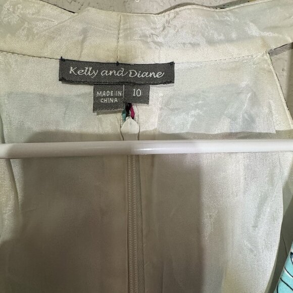 Kelly and Diane Vibrant Print Halter Beaded Trim  Dress Size 10 Cruise Vacation - Picture 12 of 16